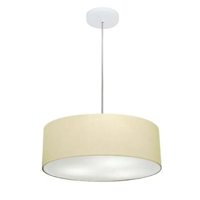 Lustre Pendente Cilíndrico Md-4132 40x15 Bivolt Algodão Crú