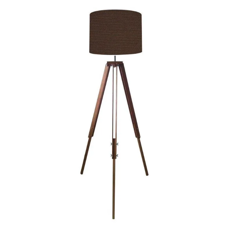 Luminária Chão Tripé Base Madeira 40x30cm Bivolt Café - Vivare Brasil Iluminação