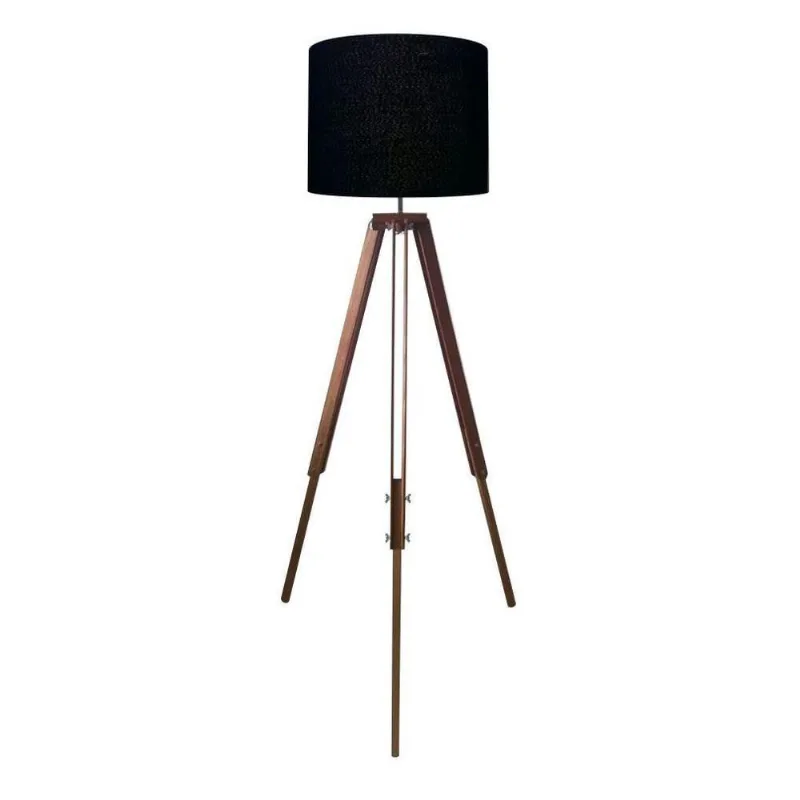 Luminária Chão Tripé Base Madeira 40x30cm Bivolt Preto - Vivare Brasil Iluminação