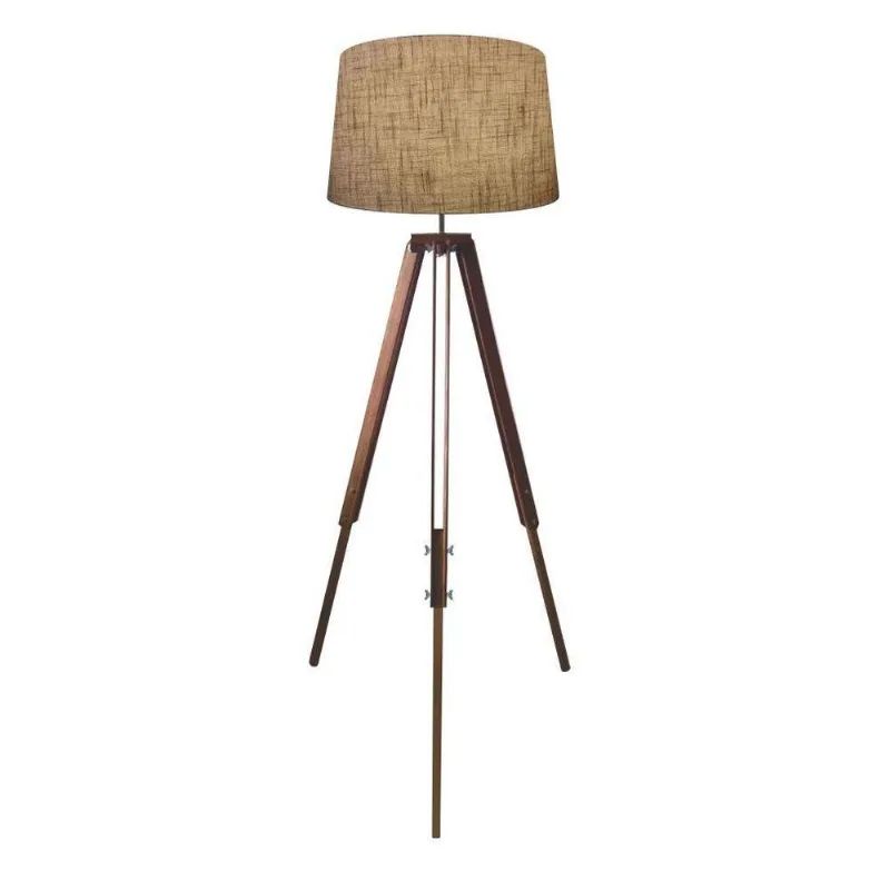 Luminária Chão Tripé Base Madeira 40x45 Bivolt Rústico Bege - Vivare Brasil Iluminação