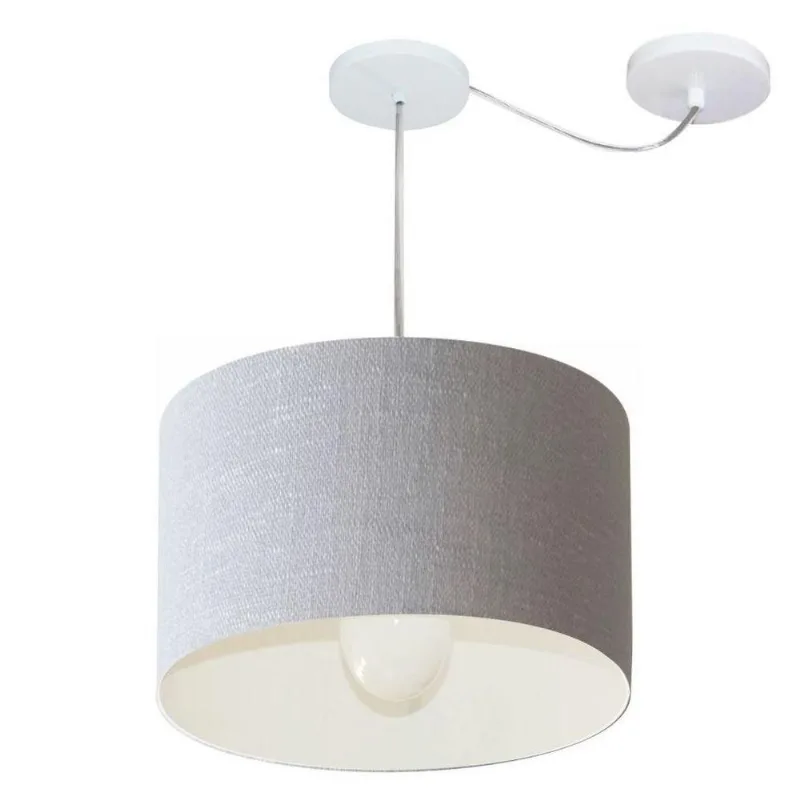 Lustre Cilíndrico Desvio Centro 40x25cm Bivolt Rústico Cinza - Vivare Brasil Iluminação