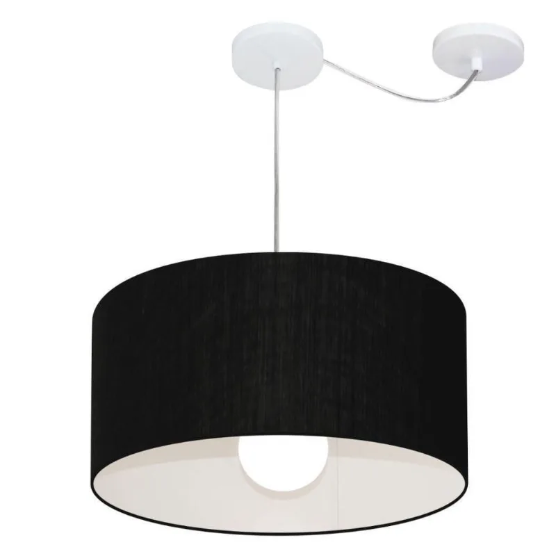 Lustre Cilíndrico com Desvio Md-4228 45x25cm Bivolt Preto - Vivare Brasil Iluminação