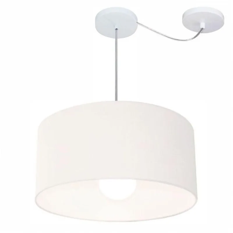 Lustre Cilíndrico com Desvio de Centro 50x25cm Bivolt Branco - Vivare Brasil Iluminação