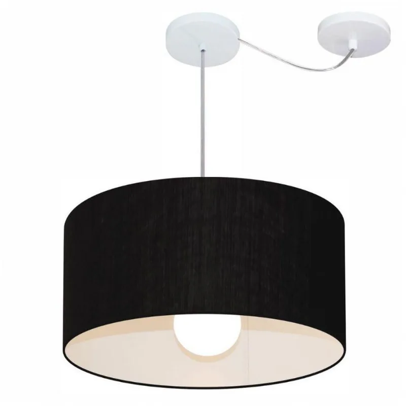 Lustre Cilíndrico com Desvio de Centro 50x25cm Bivolt Preto - Vivare Brasil Iluminação