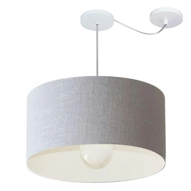 Lustre Cilíndrico Desvio Centro 55x30cm Bivolt Rústico Cinza - Vivare Brasil Iluminação