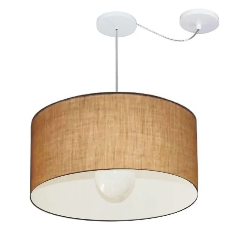 Lustre Cilíndrico Desvio de Centro 55x30cm Bivolt Palha - Vivare Brasil Iluminação