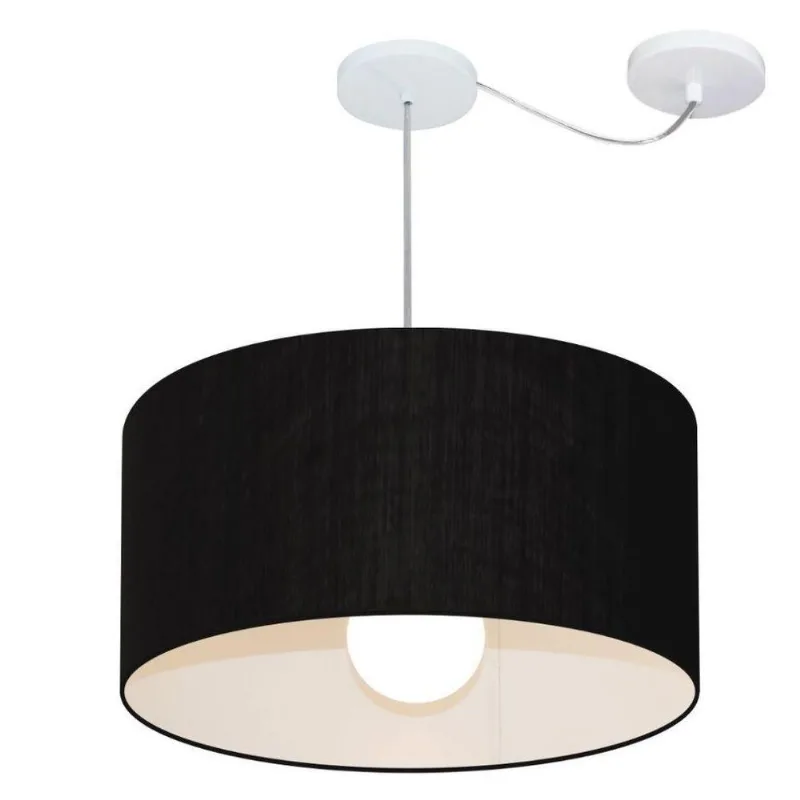 Lustre Cilíndrico Desvio de Centro 55x30cm Bivolt Preto - Vivare Brasil Iluminação