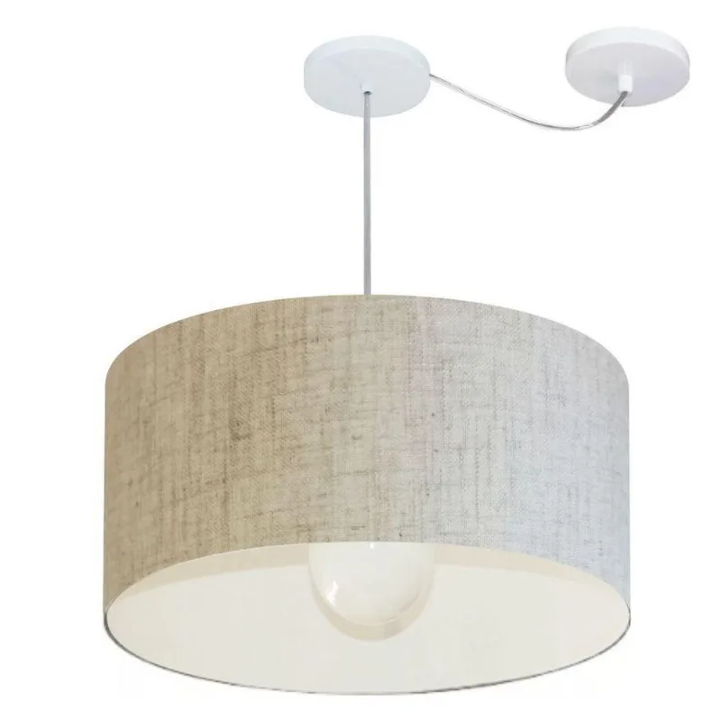 Lustre Cilíndrico Desvio de Centro 55x30 Bivolt Rústico Bege - Vivare Brasil Iluminação
