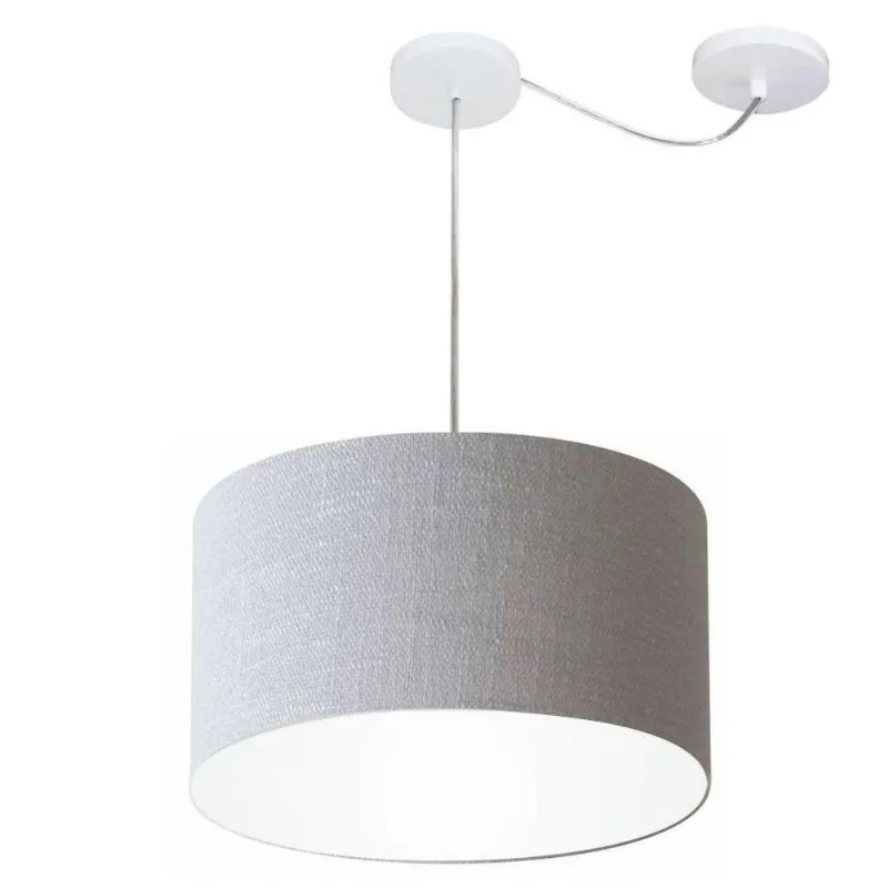 Lustre Cilíndrico Desvio Centro 40x25cm Bivolt Rústico Cinza - Vivare Brasil Iluminação