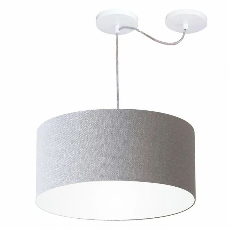 Lustre Cilíndrico Desvio Centro 50x25cm Bivolt Rústico Cinza - Vivare Brasil Iluminação