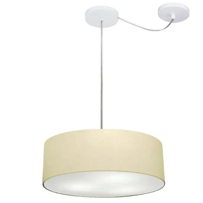 Lustre Cilíndrico Desvio de Centro 40x15 Bivolt Algodão Crú - Vivare Brasil Iluminação