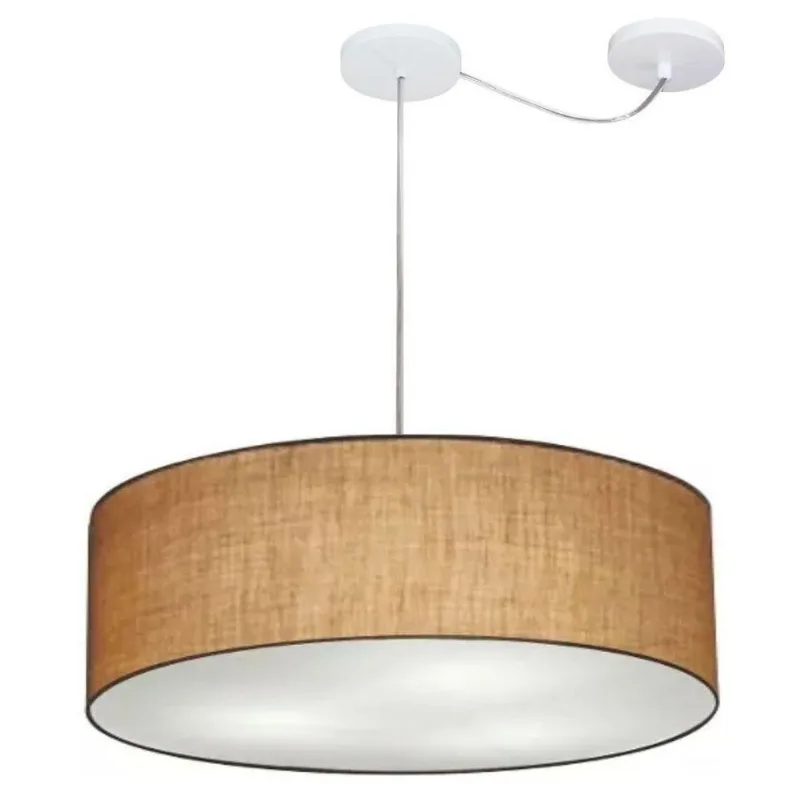 Lustre Cilíndrico Desvio de Centro 50x15cm Bivolt Palha - Vivare Brasil Iluminação