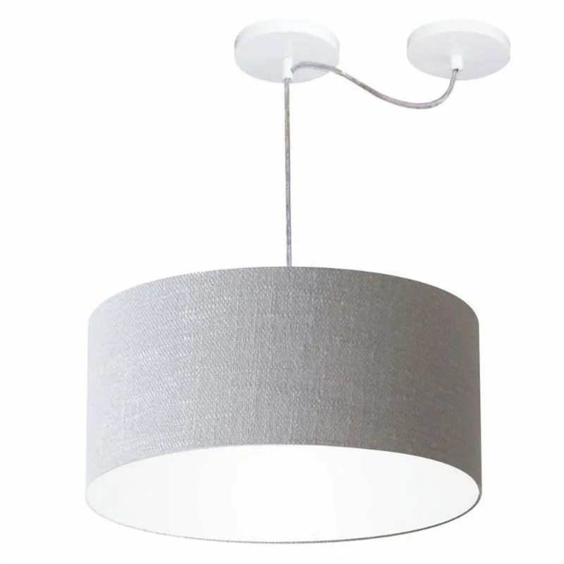 Lustre Cilíndrico Desvio Centro 50x25cm Bivolt Rústico Cinza - Vivare Brasil Iluminação