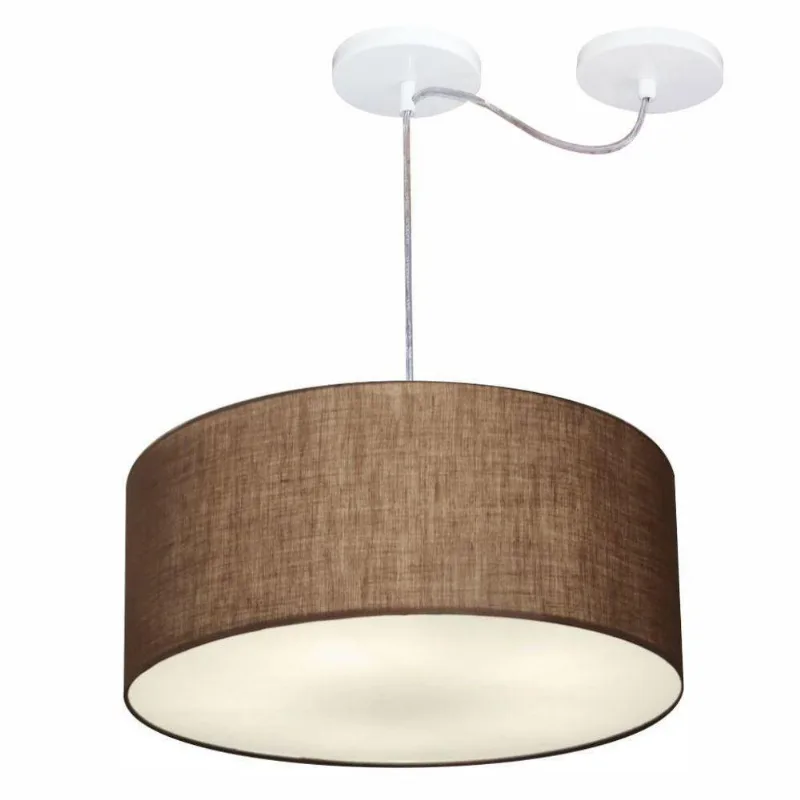 Lustre Pendente Cilíndrico Desvio Centro 50x25cm Bivolt Café