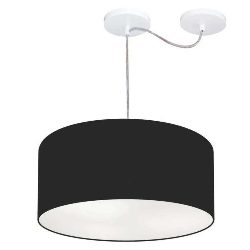 Lustre Pendente Cilíndrico Desvio Centro 50x25 Bivolt Preto
