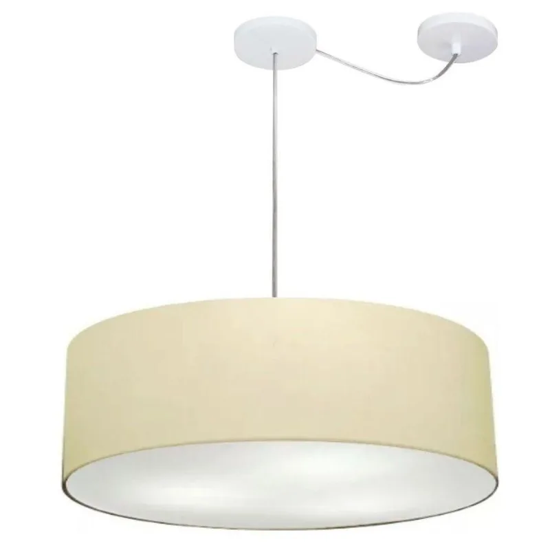 Lustre Cilíndrico Desvio Md-4262 55x15cm Bivolt Algodão Crú - Vivare Brasil Iluminação