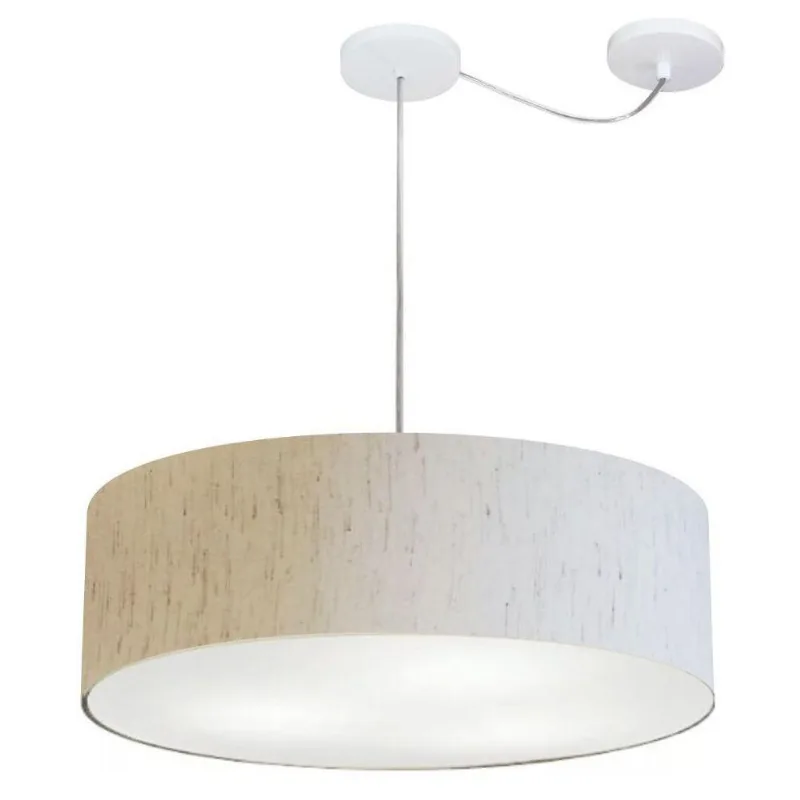 Lustre Cilíndrico com Desvio Md-4262 55x15 Bivolt Linho Bege - Vivare Brasil Iluminação