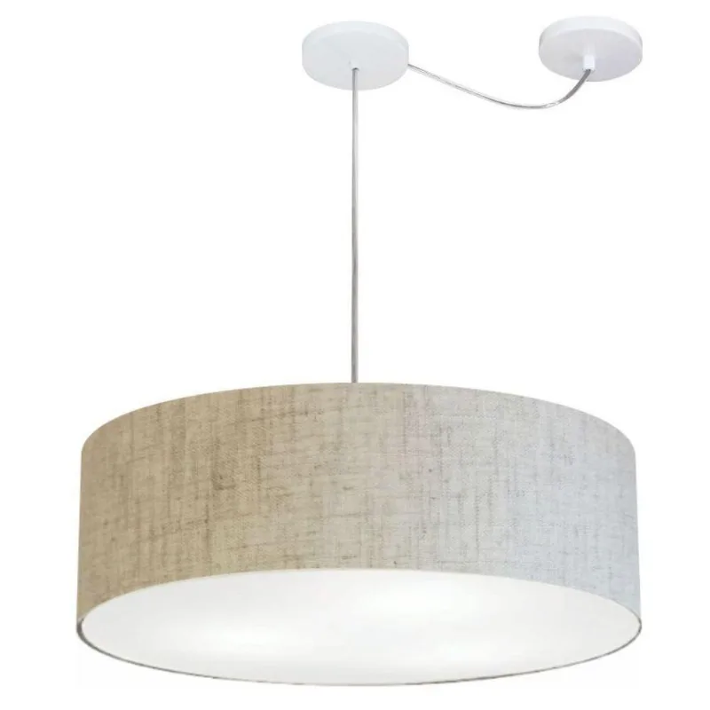 Lustre Cilíndrico Desvio de Centro 55x15 Bivolt Rústico Bege - Vivare Brasil Iluminação