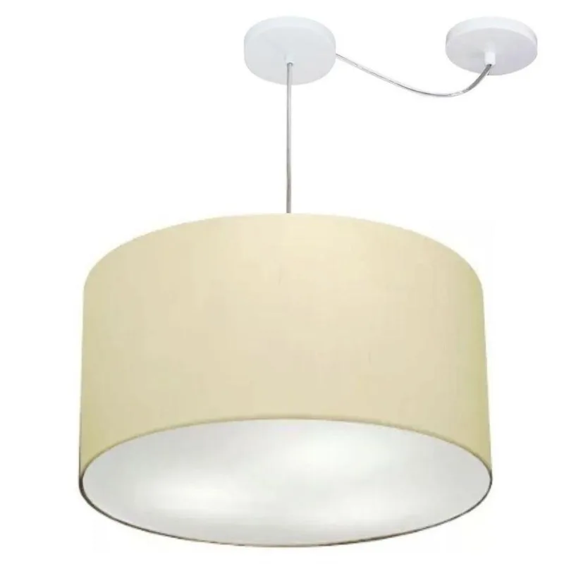 Lustre Cilíndrico Desvio Md-4167 60x30cm Bivolt Algodão Crú - Vivare Brasil Iluminação