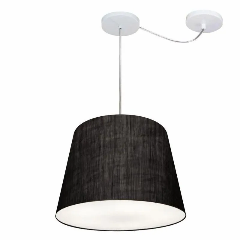 Lustre Pendente MD-4276 Cúpula Em Tecido Cone 30x40cm Desvio De Centro Preto Vivare Brasil
