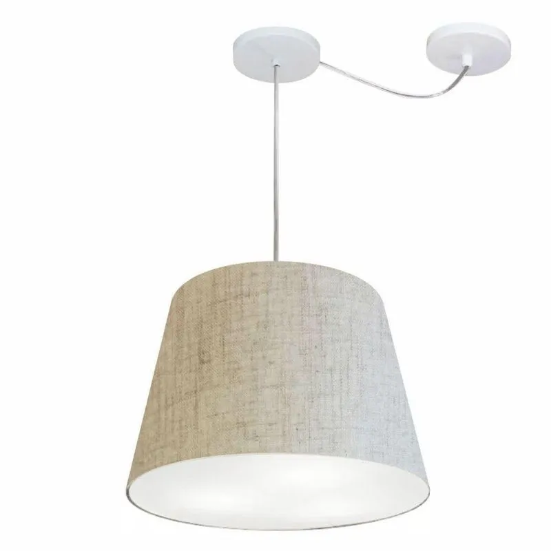 Lustre Pendente MD-4276 Com Cúpula Em Tecido 30x40cm Rústico-Bege Vivare Brasil Iluminação