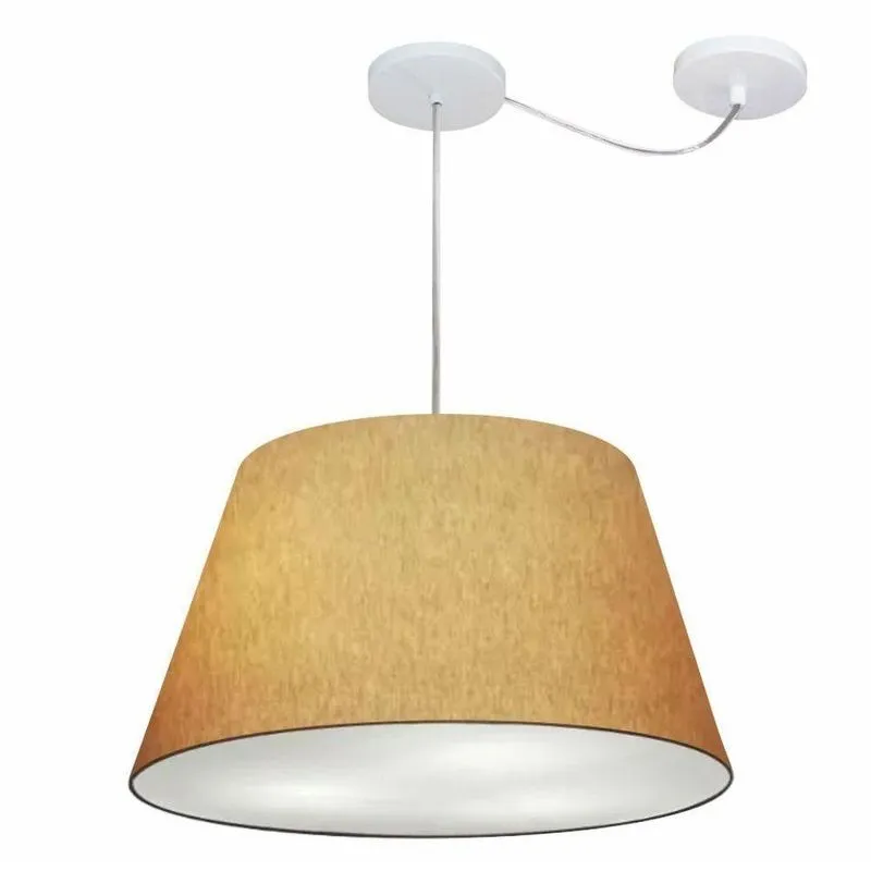 Lustre Pendente MD-4278 Cúpula em Tecido Cone Grande Desvio de Centro Palha Vivare Brasil