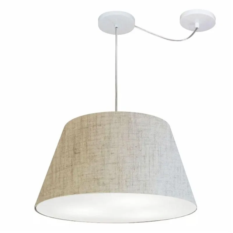 Lustre Pendente MD-4278 Cúpula em Tecido Cone Desvio de Centro Bivolt Rústico-Bege Vivare Brasil