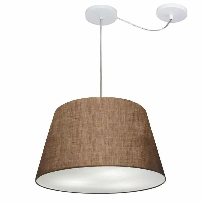 Lustre Pendente MD-4279 Cúpula em Tecido Cone, Desvio de Centro, Café Vivare Brasil Iluminação