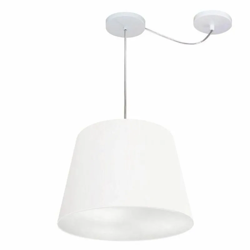 Lustre Pendente MD-4280 Cúpula em Tecido Cone 30x40cm Desvio de Centro Branco Vivare Brasil