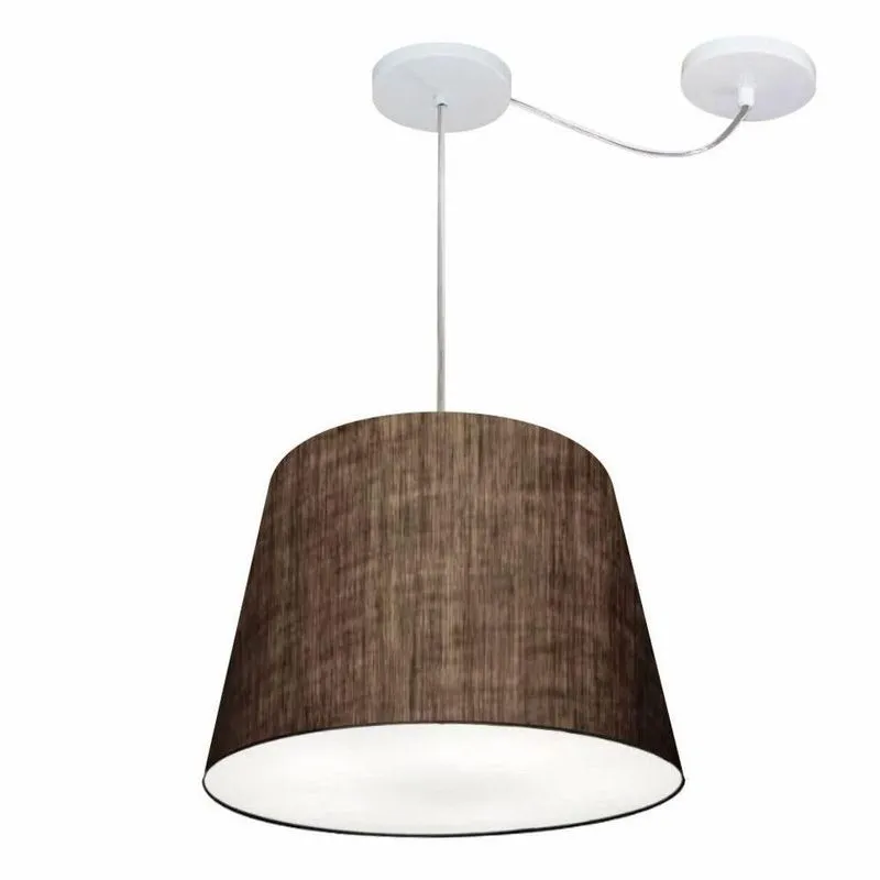 Lustre Pendente MD-4280 Cúpula Em Tecido Cone 30x40x30cm Com Desvio De Centro Café Vivare Brasil