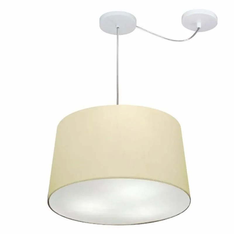 Lustre Pendente MD-4281 Cúpula em Tecido Cone Médio Desvio de Centro Algodão-Cru Vivare Brasil