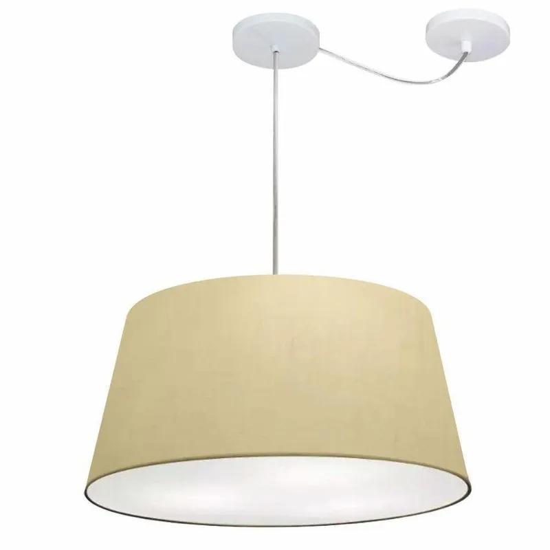Lustre Pendente Cone Com Desvio De Centro Vivare Md-4282 Cúpula Em Tecido 40x50cm - Bivolt Algodão-crú 127/220v