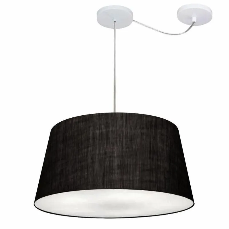 Lustre Pendente MD-4282 Cúpula em Tecido Grande, Desvio de Centro Preto Vivare Brasil Iluminação