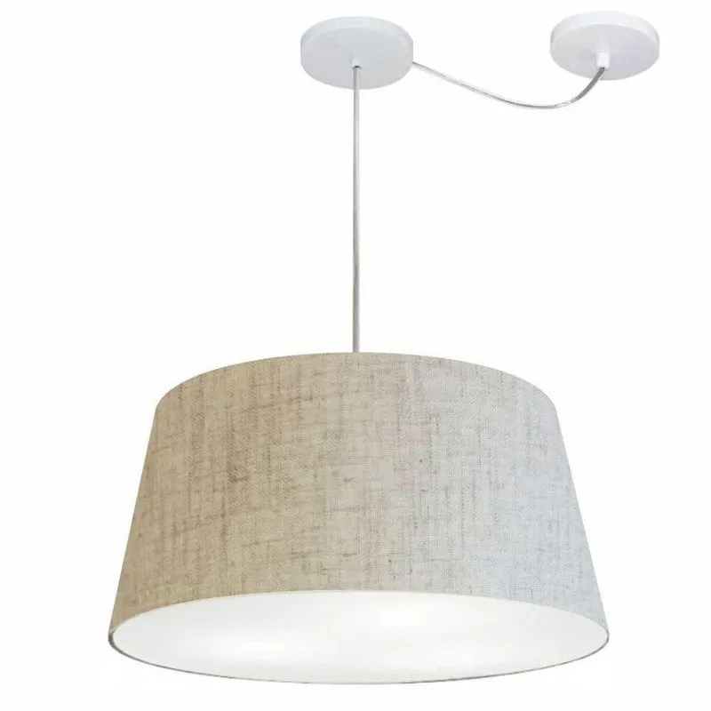 Lustre Pendente Cone Com Desvio De Centro Vivare Md-4282 Cúpula Em Tecido 40x50cm - Bivolt Rustico-bege 127/220v