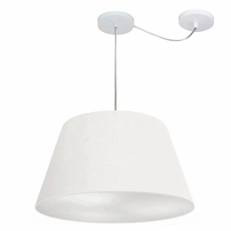 Lustre Pendente MD-4283 Com Cúpula Em Tecido E Fio Ajustável Branco Vivare Brasil Iluminação