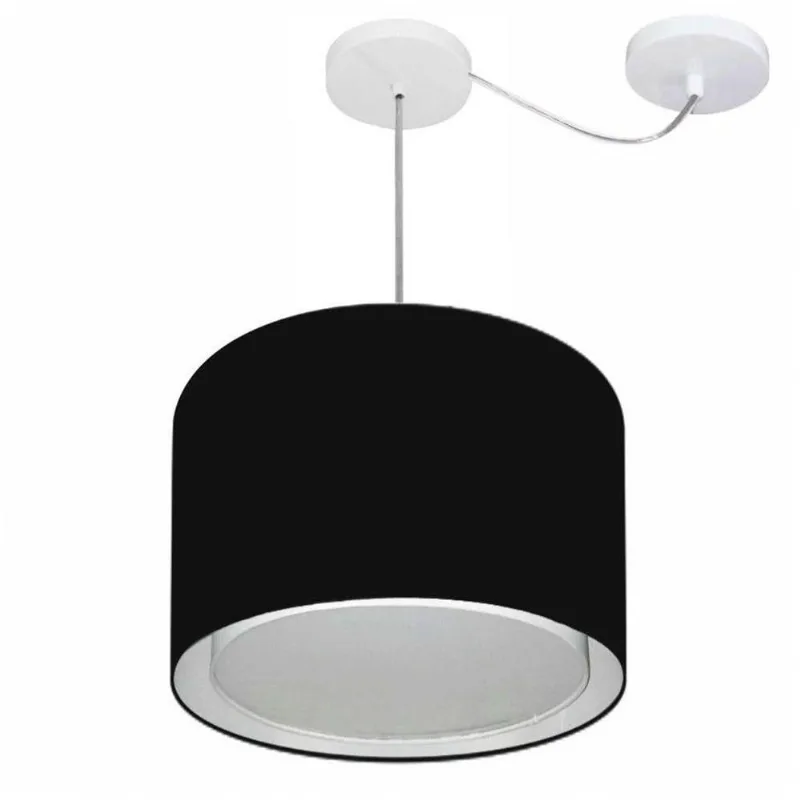 Lustre Cilíndrico com Desvio Md-4306 40x30cm Bivolt Preto - Vivare Brasil Iluminação