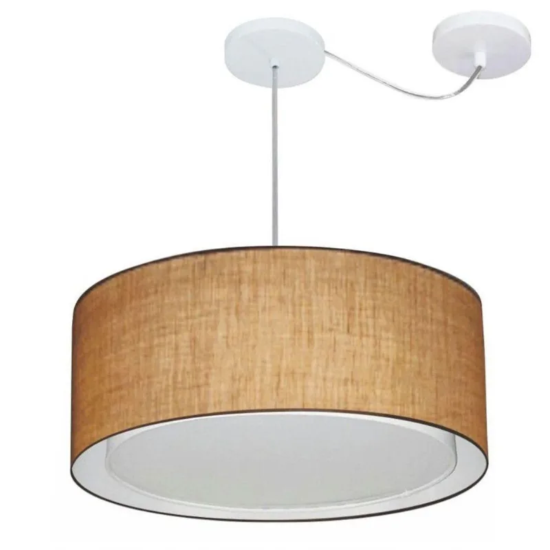 Lustre Cilíndrico com Desvio Md-4314 50x25cm Bivolt Palha - Vivare Brasil Iluminação
