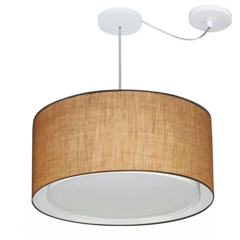 Lustre Cilíndrico com Desvio Md-4315 50x30cm Bivolt Palha - Vivare Brasil Iluminação