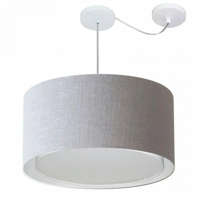 Lustre Cilíndrico com Desvio Md-4316 55x30cm Bivolt Cinza