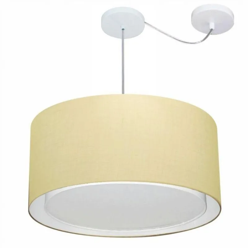 Lustre Cilíndrico Desvio Md-4316 55x30cm Bivolt Algodão Crú
