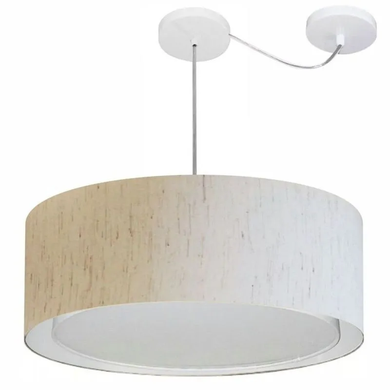 Lustre Pendente Cilíndrico Md-4317 com Desvio de Centro, Cúpula em Tecido 60x25CM Bivolt Linho Bege Vivare Brasil Lustre Pendente Cilíndrico Md-4317 Cúpula em Tecido 60x25CM Bivolt Linho Bege Vivare Brasil