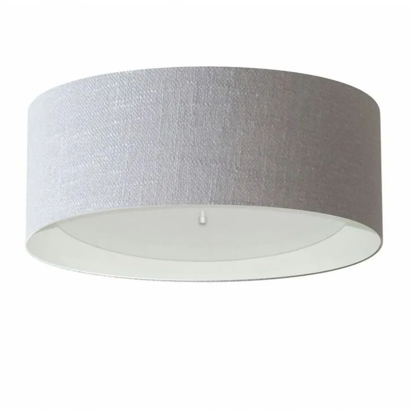 Plafon Cilíndrico Duplo Vivare Md-3008 Cúpula Forrada Em Tecido 60x25cm - Bivolt Rustico-cinza-branco 127/220v