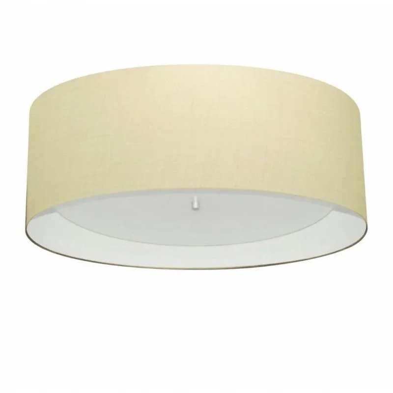 Plafon De Teto Md-3008 Duplo Com Cúpula Em Tecido 60x25cm Algodão-crú-branco Vivare Brasil