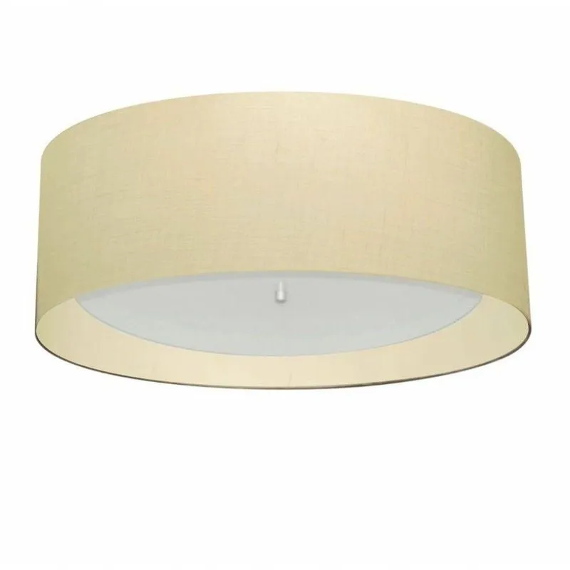 Plafon De Teto Md-3008 Cilíndrico Duplo Com Cúpula Em Tecido Algodão Cru Vivare Brasil Iluminação