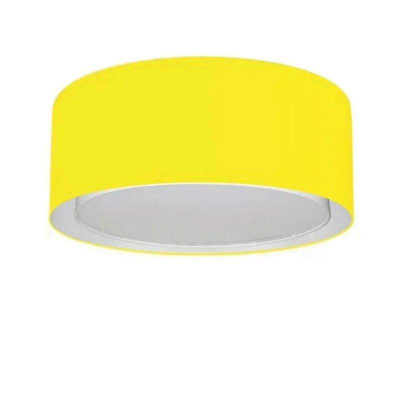 Plafon Cilíndrico Duplo Vivare Md-3036 Cúpula Em Tecido 50x25cm - Bivolt Amarelo 127/220v - Vivare Brasil Iluminação