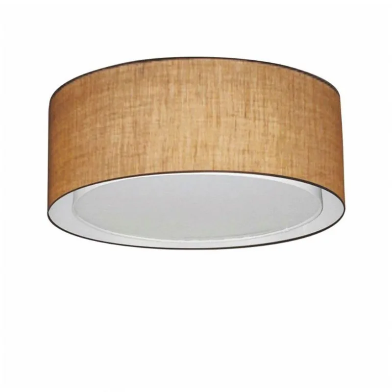 Plafon Cilíndrico Duplo Md-3036 Tecido 50x25cm Bivolt Palha - Vivare Brasil Iluminação