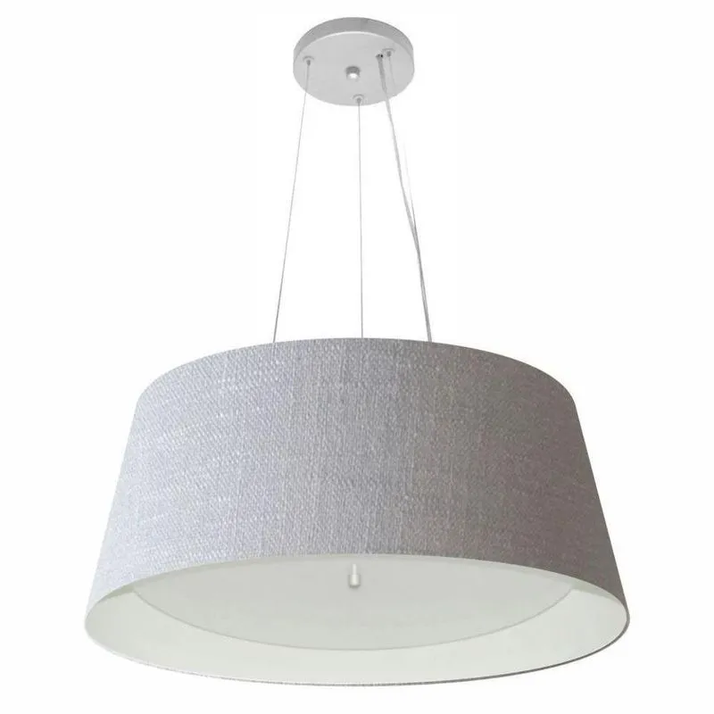 Lustre Pendente Cone Vivare Md-4015 Cúpula Em Tecido 25x60x50cm - Bivolt Rustico-cinza-branco 127/220v