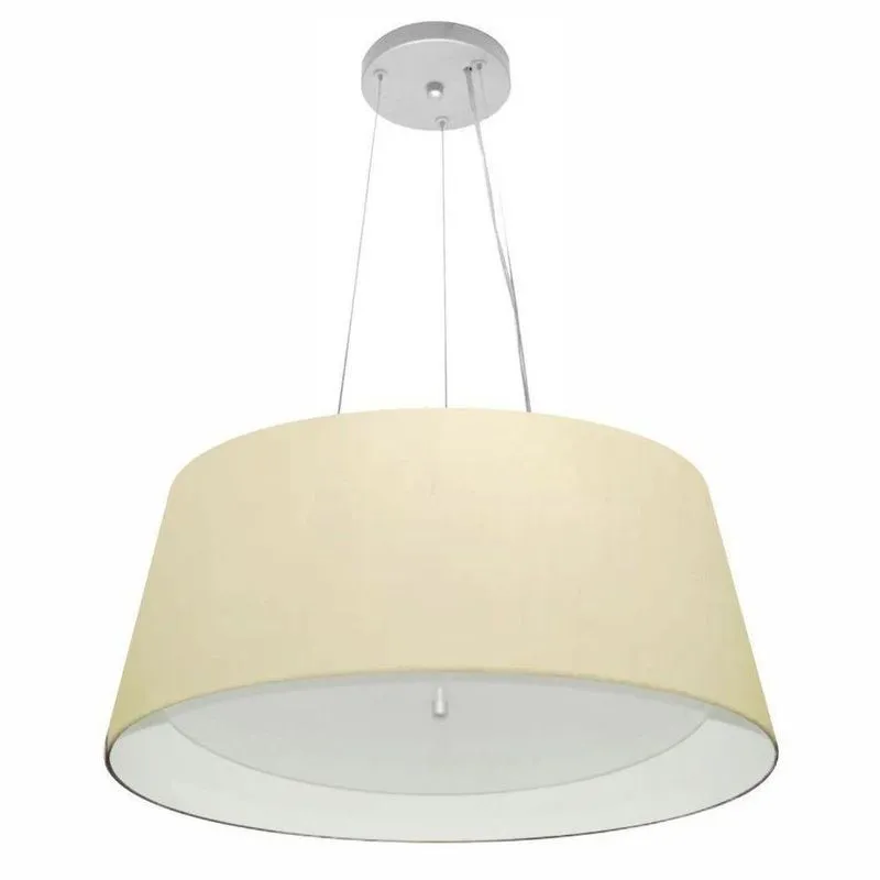 Lustre Pendente Cone Vivare Md-4015 Cúpula Em Tecido 25x60x50cm - Bivolt Algodão-crú-branco 127/220v