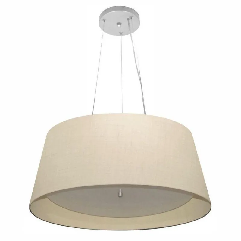 Lustre Pendente Cone Vivare Md-4015 Cúpula Em Tecido 25x60x50cm - Bivolt Algodão-crú 127/220v