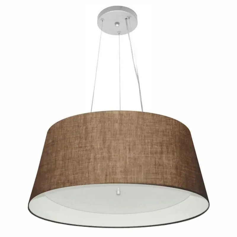 Lustre Pendente Cone Vivare Md-4015 Cúpula Em Tecido 25x60x50cm - Bivolt Café-branco 127/220v